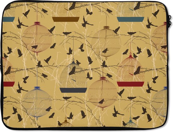 Housse ordinateur portable 15,6 pouces - Cage à oiseaux - Vogel - Motifs - Housse ordinateur portable - Dimensions intérieures 39,5x29,5 cm