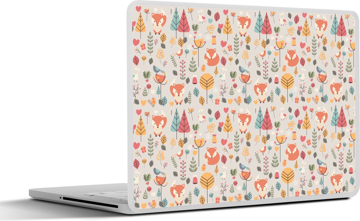 Laptop sticker - 12.3 inch - Vos - Bloemen - Regenboog - Kinderen - Design - 30x22cm - Laptopstickers - Laptop skin - Cover