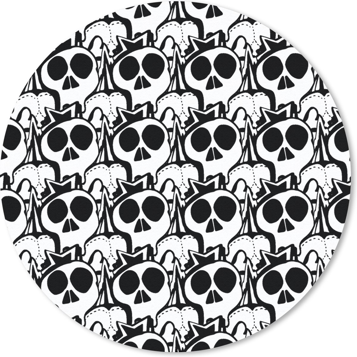 Muismat rond 20x20 cm - Mousepad Tiener - Skull - Zwart - Patronen - Ronde muismatten