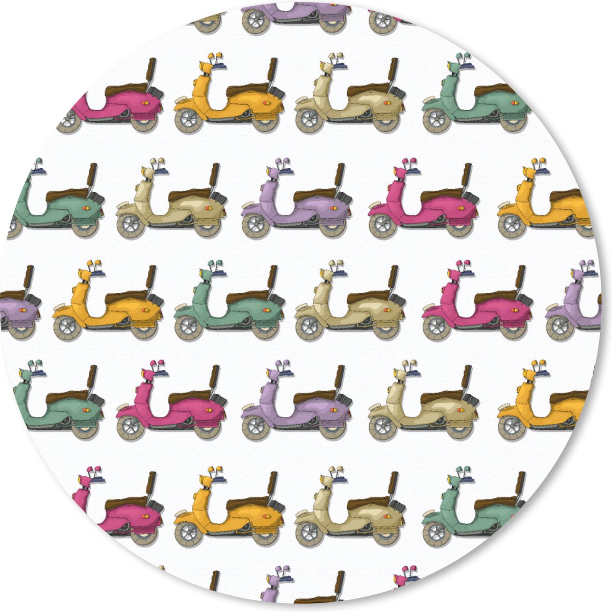 Muismat rond 40x40 cm - Mousepad Patroon - Tiener - Scooter - Reizen - Ronde muismatten