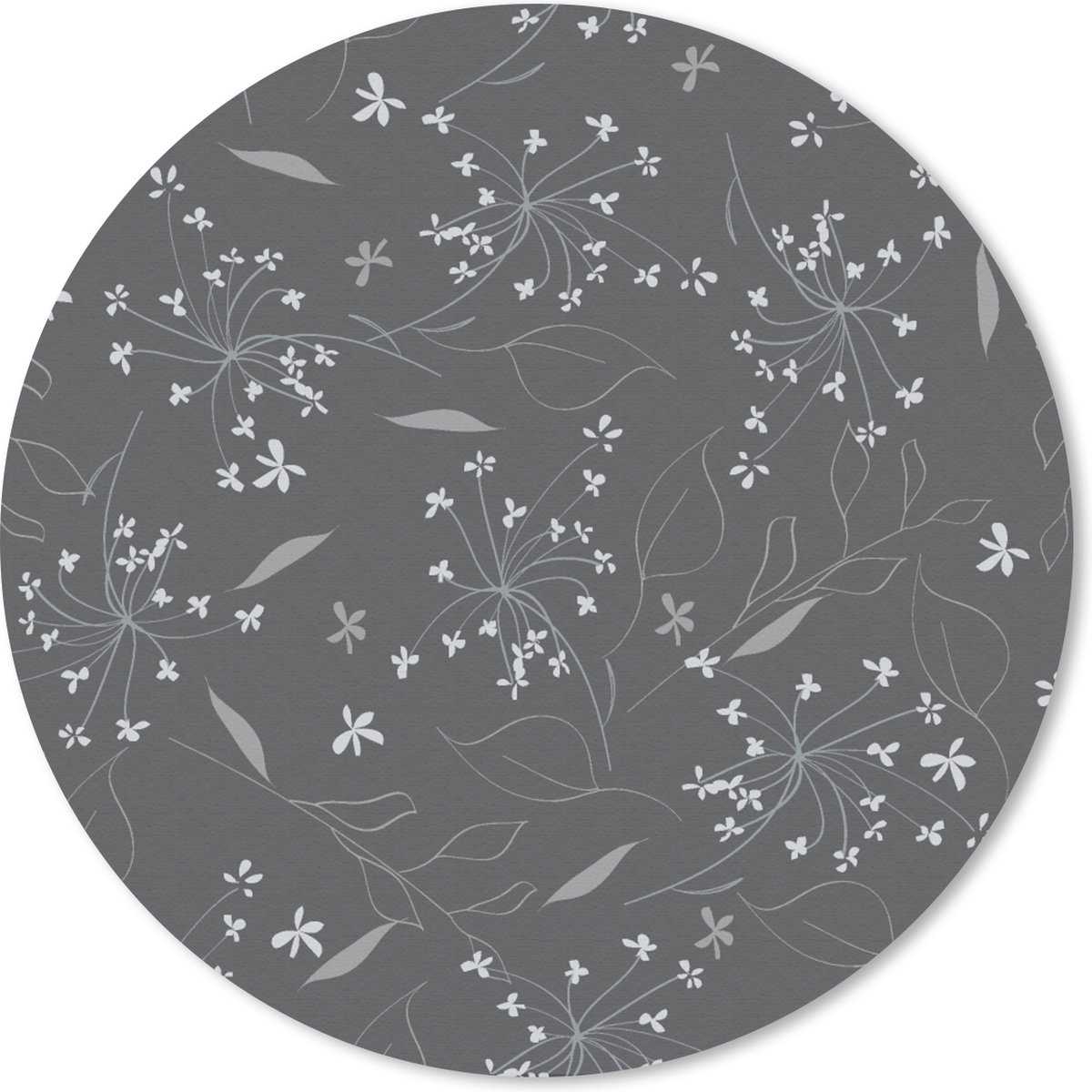 Muismat rond 20x20 cm - Mousepad Bloemen - Wit - Patronen - Ronde muismatten