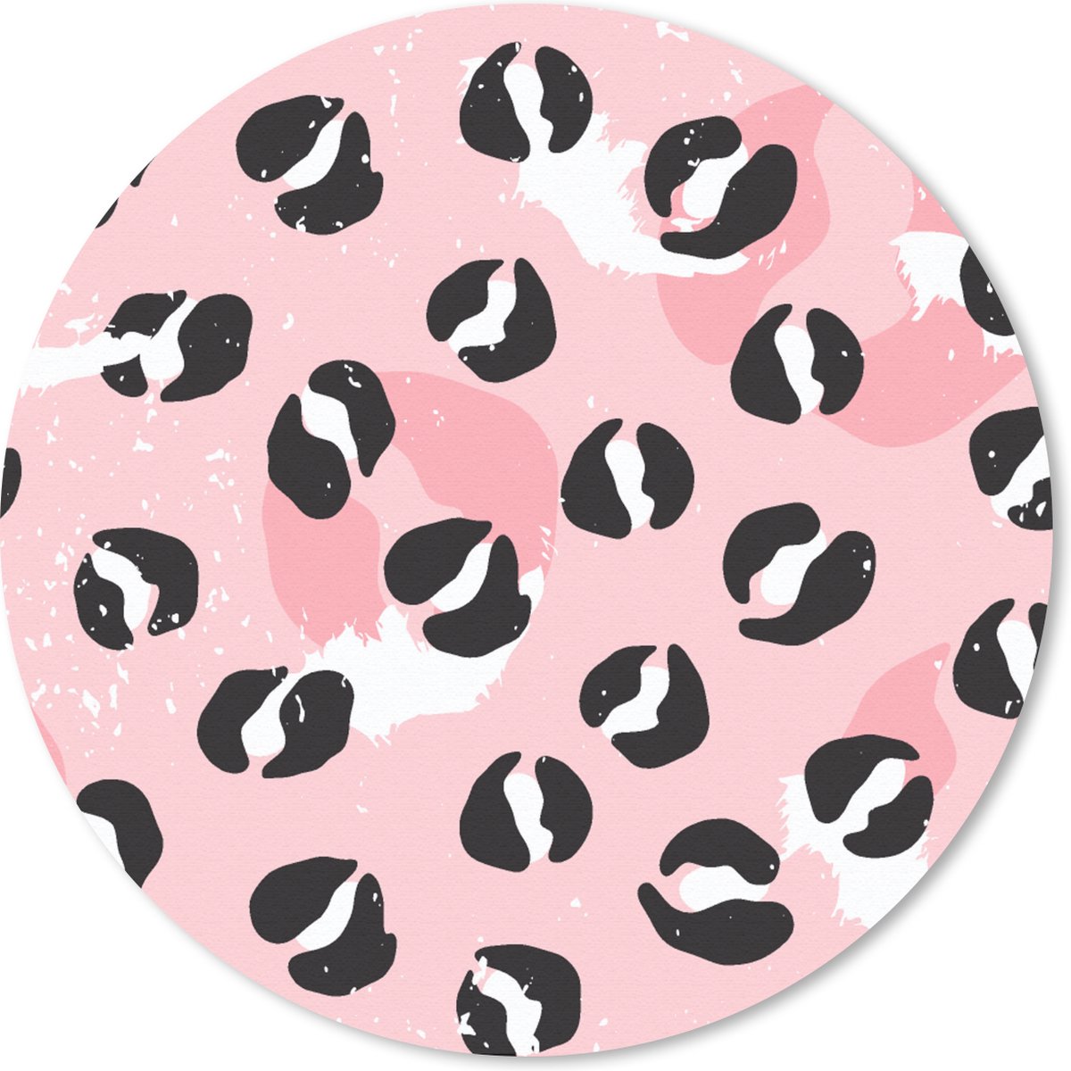 Muismat rond 40x40 cm - Mousepad Panterprint - Deren - Design - Roze - Ronde muismatten