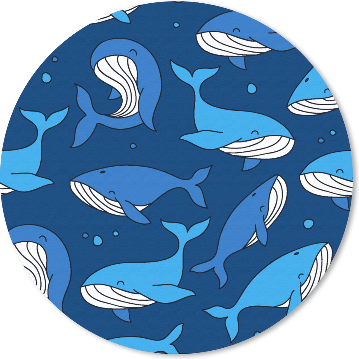 Muismat rond 50x50 cm - Mousepad Walvis - Patronen - Dieren - Ronde muismatten