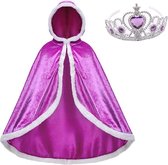 Prinsessen cape paars bont Raponsje jurk 122-128 (130) prinsessenjurk verkleedkleding + kroon