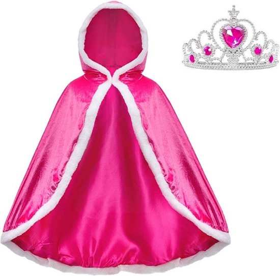Elsa cape roze Elsa jurk bont 140-146 (150) prinsessenjurk verkleedkleding + kroon