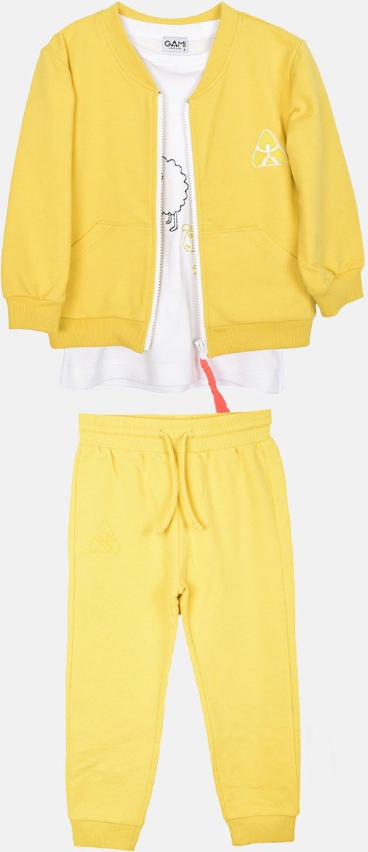 Gami Unisex joggingpak geel met t-shirt 116 Geel