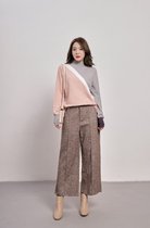Manlee - m.l. Fijngebreide trui met opstaande kraag. Kleur: roze en grijs. Maat: XL