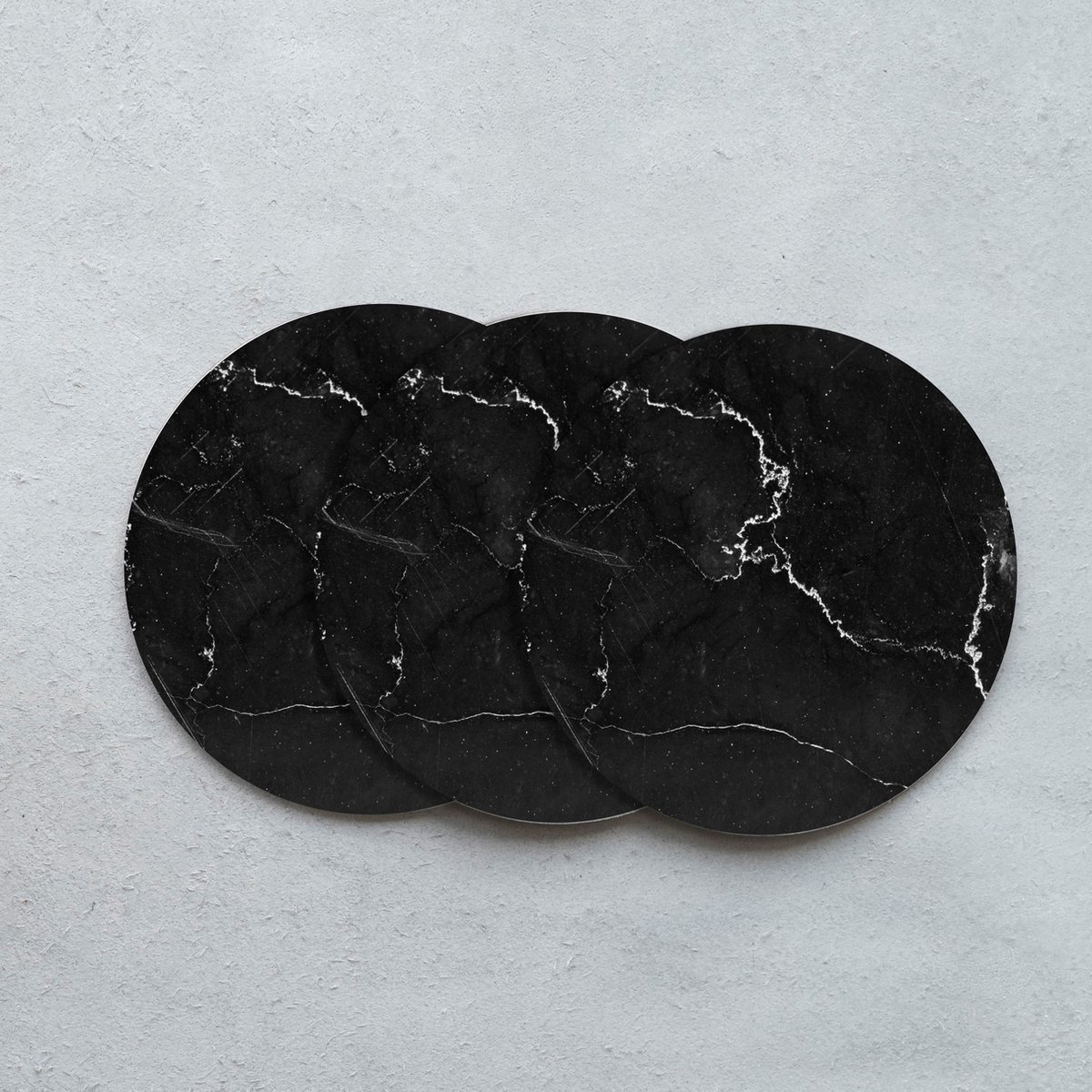 GR onderzetters voor glazen - Marmer Zwart - Vinyl - 6st