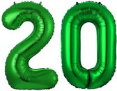 Ballon Cijfer 20 Jaar Groen Helium Ballonnen Verjaardag Versiering Cijfer ballonnen Feest versiering Met Rietje - 86Cm