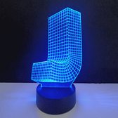 3D LED Lamp - Letter - J