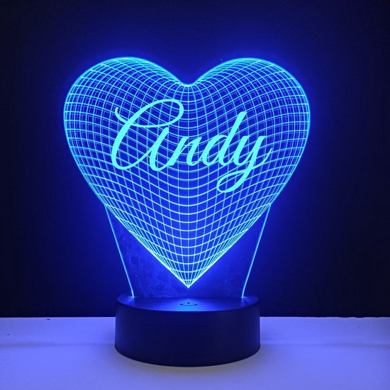 3D LED Lamp - Hart Met Naam - Andy