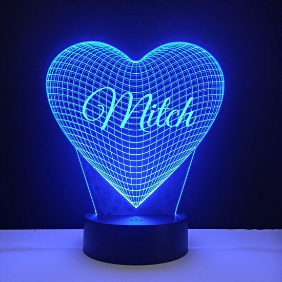 3D LED Lamp - Hart Met Naam - Mitch