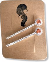 Alina - Elégant Hairpin épingle à cheveux avec strass blanc argent diamant avec fleur - accessoire cheveux femmes filles