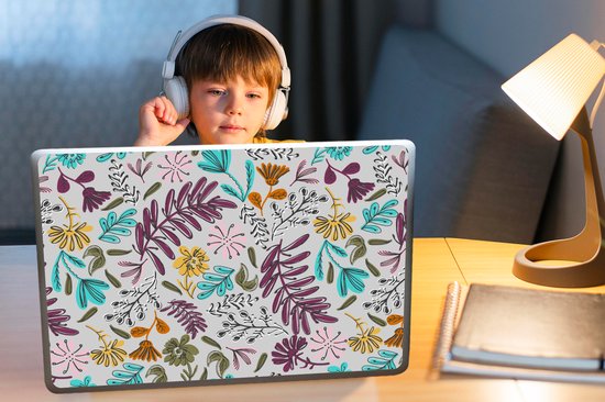 Autocollant pour ordinateur portable - 17,3 pouces - Fleurs - Feuilles - Motif - 40x30cm - Autocollants pour ordinateur portable - Peau pour ordinateur portable - Couverture