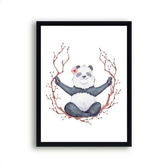 Schilderij  Yoga panda - Namaste / Jungle / Safari / 40x30cm
