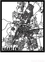 Hout-Kado Citymap Haarlem - Zwart - Houten Stadskaart - Houten wanddecoratie - Plattegrond