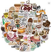 Koffie stickers 50 stuks - Coffee lover - Espresso - Cappuccino - Latte macchiato - Koffie plaatjes - Stickers volwassenen - Stickers kinderen - Laptop stickers