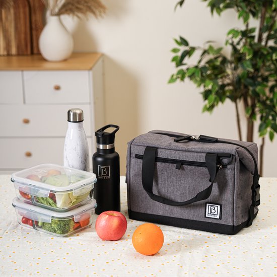 Brisby 4 Laags Geïsoleerde Koeltas - Lunchtas 12 Liter - Extra Ruimte Uitvouwbaar- Donkergrijs van Brisby — afbeelding 5