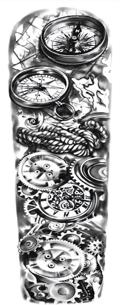 Tijdelijke Tattoo - Sleeve Tattoo - Tattoo Sticker - Zwart/Wit Tattoo - Ontwerp Tattoo - Vrouwen & Mannen Tattoo - Nep Tattoo - Tatoeage & Tatoeages - Tatoeages Volwassenen - 2nd | TQB-205