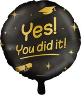 Folieballon Rond Yes You Did It! Geslaagd ⌀45CM | Niet Gevuld