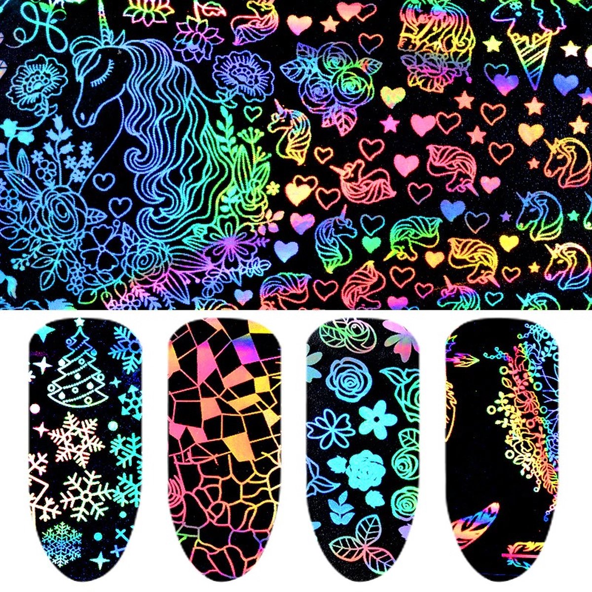Goedkoopste 8 Stuks Nagelstickers – Holografisch
