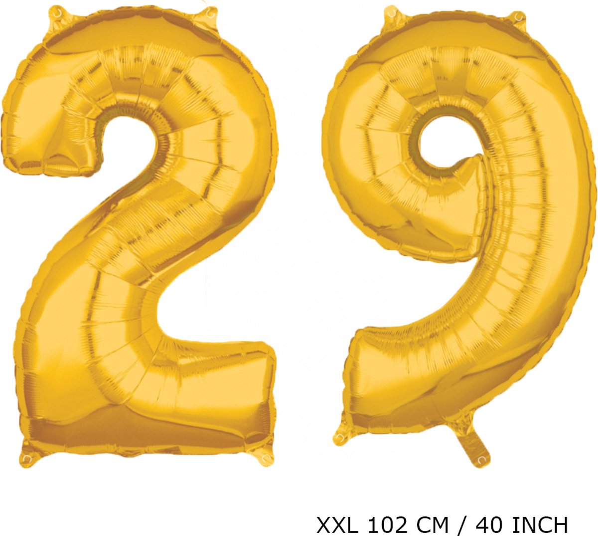 Mega grote XXL gouden folie ballon cijfer 29 jaar.  leeftijd verjaardag 29 jaar. 102 cm 40 inch. Met rietje om ballonnen mee op te blazen.