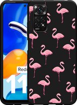 Redmi Note 11/11S Hoesje Zwart Flamingo - Designed by Cazy