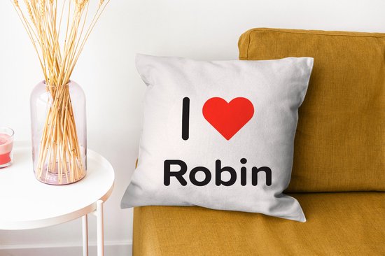 Coussins Coussins décoratifs - Oreillers Salon - 40x40 cm - J'aime - Rouge-gorge - Fille