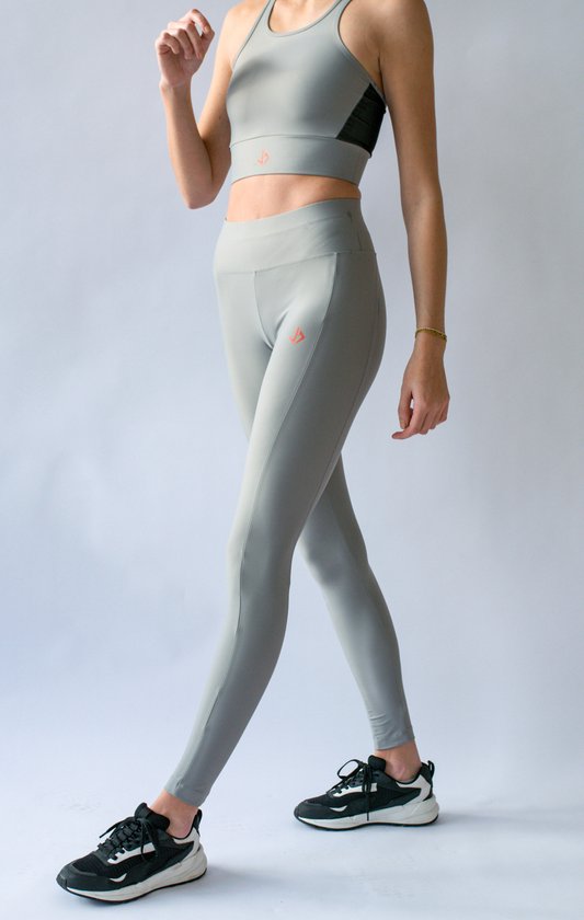 JUSS7 Sport Legging Extra Lang - Dames & Heren Sport Tight - Met Telefoonzak - Squat-Proof & Hoge Taille - Opel Grijs - Maat XS van JUSS7 — afbeelding 3