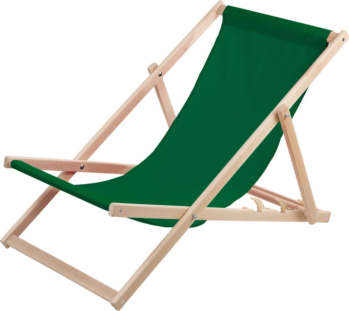 Ligstoel - Comfortabele houten ligstoel in groen ideaal voor het strand, balkon, terras