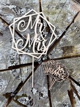 Mr & Mrs taarttopper en cupcake toppers - Bruiloft - Huwelijk - Bruidstaart