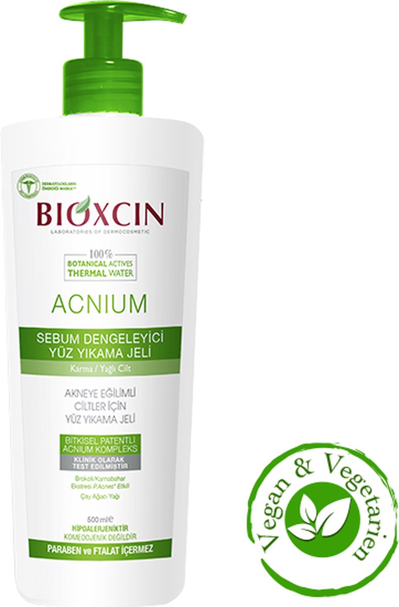 Bioxcin Acnium Sebum Balancing Face Wash Gel 500 ml (Gezichtsreiniger voor acne) - Herbal - bioxcin - Bio - Acne- Face Wash Gel