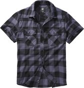 Urban Classics Overhemd -S- Checkshirt Halfsleeve Zwart/Grijs