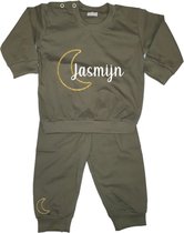 Pyjama met naam - Gouden maantje+naam - 68/74 - Kinderpyjama - babypyjama