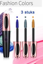 Kleur mascara 3 stuks | Mascara blauw - Mascara groen - Mascara geel | 4D Zijde Fiber Lash Mascara Waterproof - Gekleurde Mascara Set 2