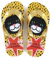 Flipflops | Meisjes | Yellow Cat Print |  | Go Banana's | Maat 24