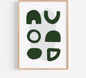 A3 Formaat - Green Shapes - Abstract Art Poster