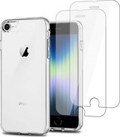Geschikt voor iPhone SE 2022 Hoesje + 2x Screenprotector – Gehard Glas Cover – TPU Case – Transparant