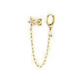 Stainless steel earring with chain - Yehwang - Oorbel - One size - Goud