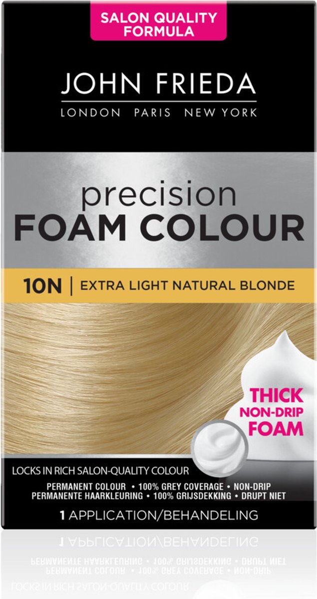 3x John Frieda Precision Foam Colour Haarkleuring 10N Extra Light Natural Blonde