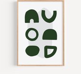 A4 Formaat - Green Shapes - Abstract Art Poster