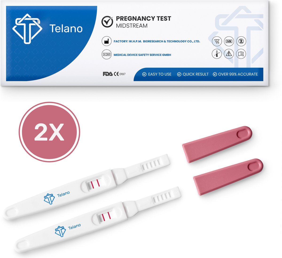 Telano Zwangerschapstest Midstream Extra Vroeg 2 stuks - Telano