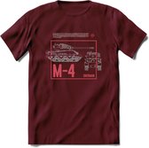 M4 Sherman leger T-Shirt | Unisex Army Tank Kleding | Dames / Heren Tanks ww2 shirt | Blueprint | Grappig bouwpakket Cadeau - Burgundy - S