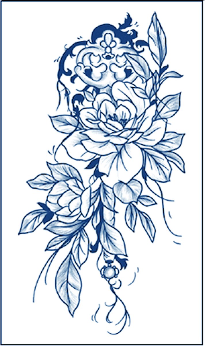 Jagua Henna neptattoo- Bloemen en bladen 4- Carnaval- Tijdelijke plak tattoo-Nep tatoeage-FST255