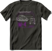 M4 Sherman leger T-Shirt | Unisex Army Tank Kleding | Dames / Heren Tanks ww2 shirt | Blueprint | Grappig bouwpakket Cadeau - Donker Grijs - L