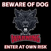 4x STICKER - BEWARE of DOG - Pas op voor de hond! Waarschuwing - Eigen Risico | Danger Warning |