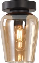 Plafondlamp Tombo 12,5cm Amber - Ø12,5cm - E27 - IP20 - Dimbaar > plafoniere amber glas | plafondlamp amber glas | plafondlamp eetkamer amber glas | plafondlamp keuken amber glas |