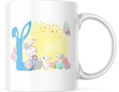 Paas Mok konijnen oren pasen L blauw | Paas cadeau | Pasen | Paasdecoratie | Pasen Decoratie | Grappige Cadeaus | Koffiemok | Koffiebeker | Theemok | Theebeker