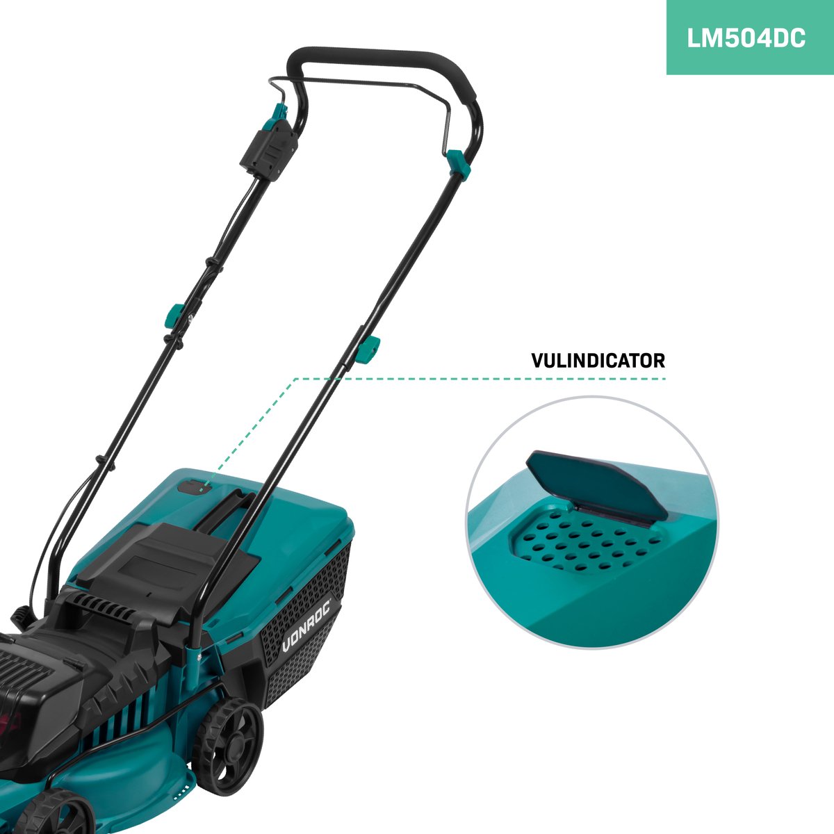 VONROC Accu Grasmaaier – 40V – 33 cm maaibreedte – Brushless motor - Vijf instelbare maai-hoogtes: 30/40/50/60/70 mm - Incl. 30L Opvangbak - Excl. Accu’s en snelladers – foto 8