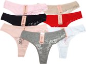 Comfortabele dames strings kant multipack 7 stuks dames ondergoed gebloemd maat XS